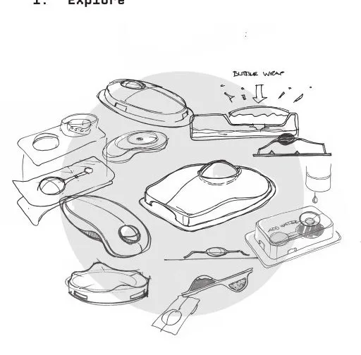 Pencil sketches of ant bait station concepts and variants