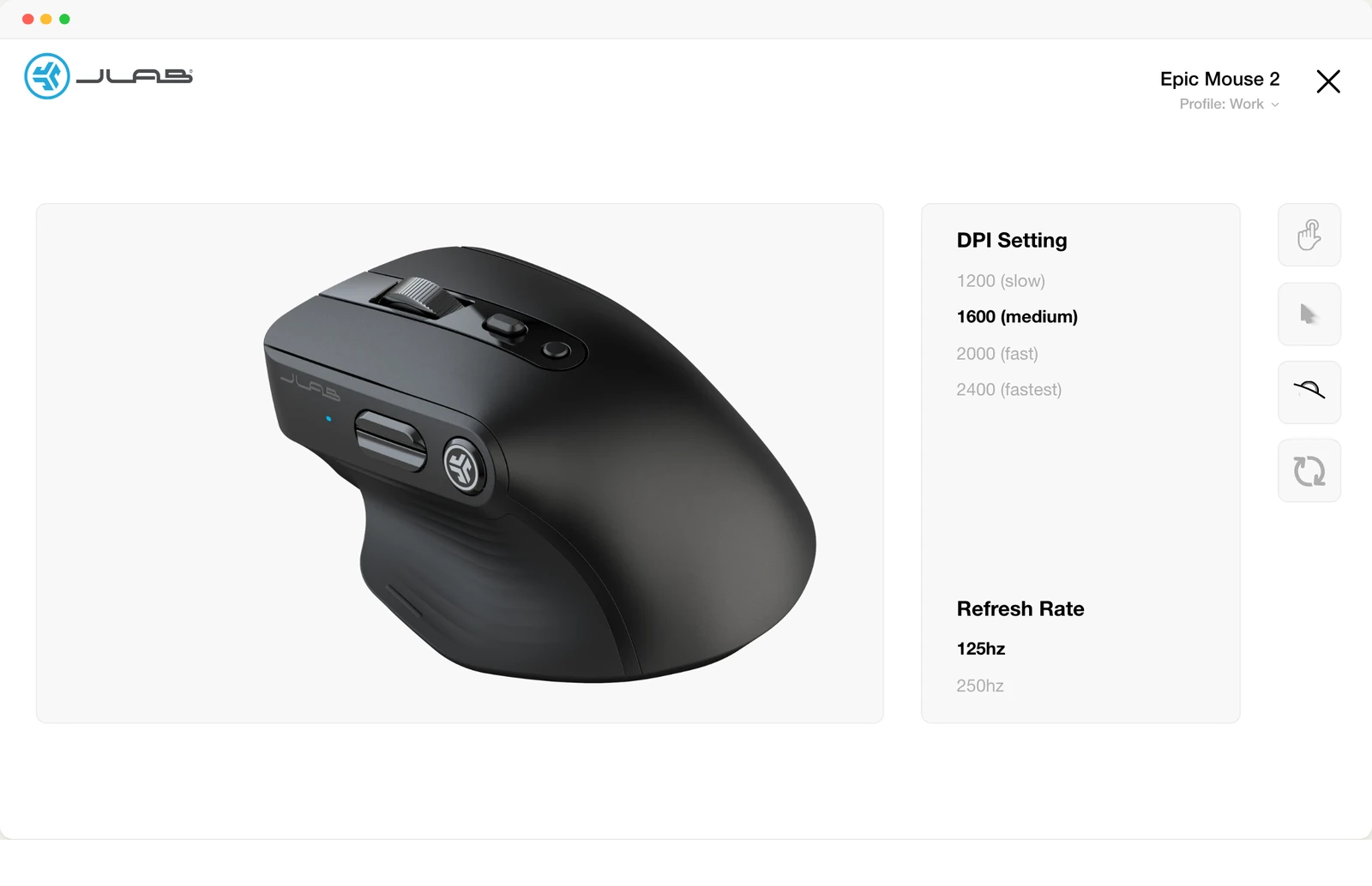Epic Mouse 2 DPI settings: four steps and a refresh rate