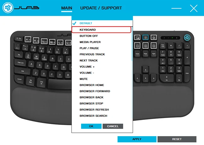 Before: a Flow keyboard behind a long menu of functions